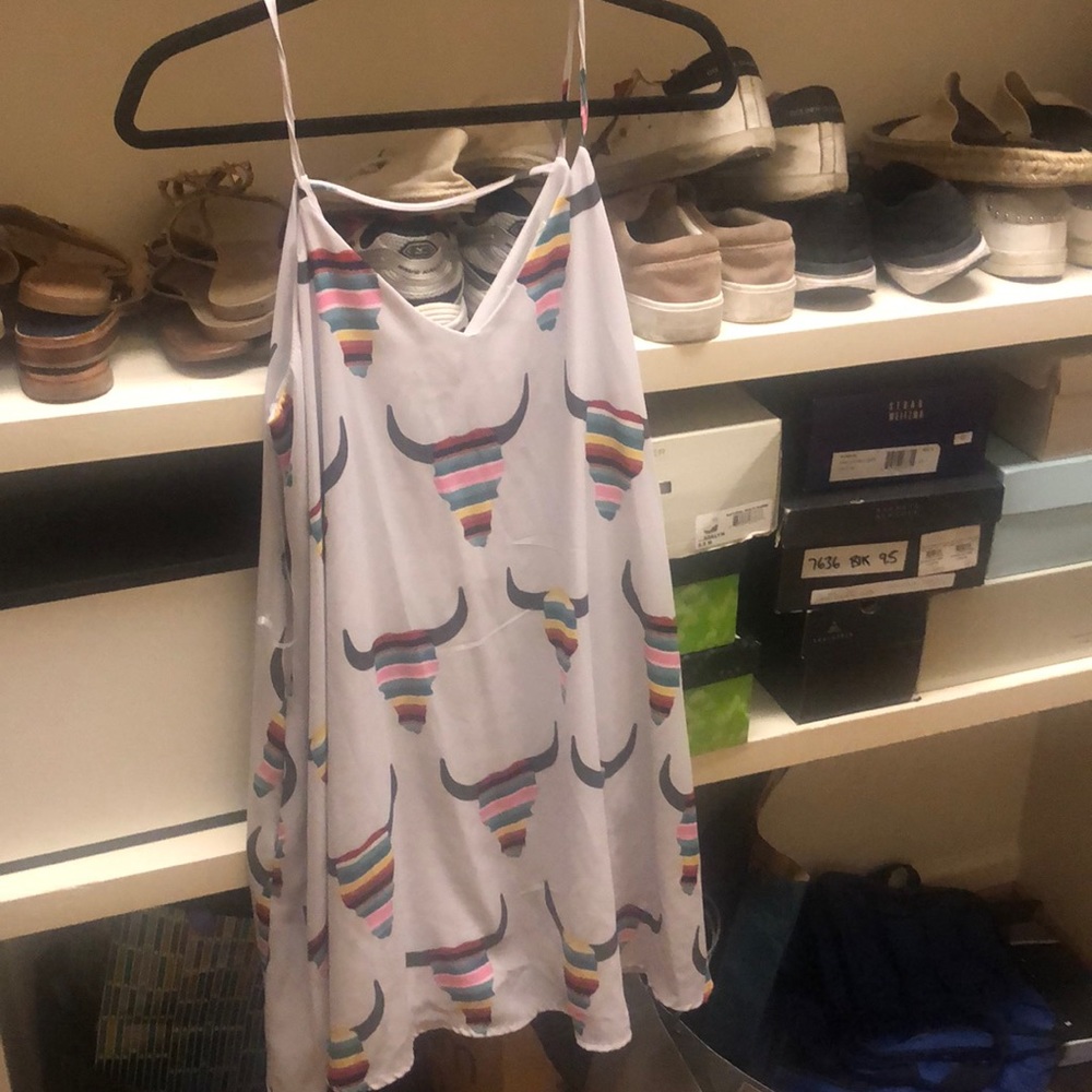 Peach Love longhorn cow skull dress